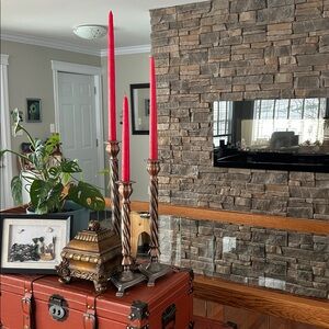 Set 3 Vintage Copper Tone Twist Candlesticks‎ Ornate Claw Foot 11–15.5”